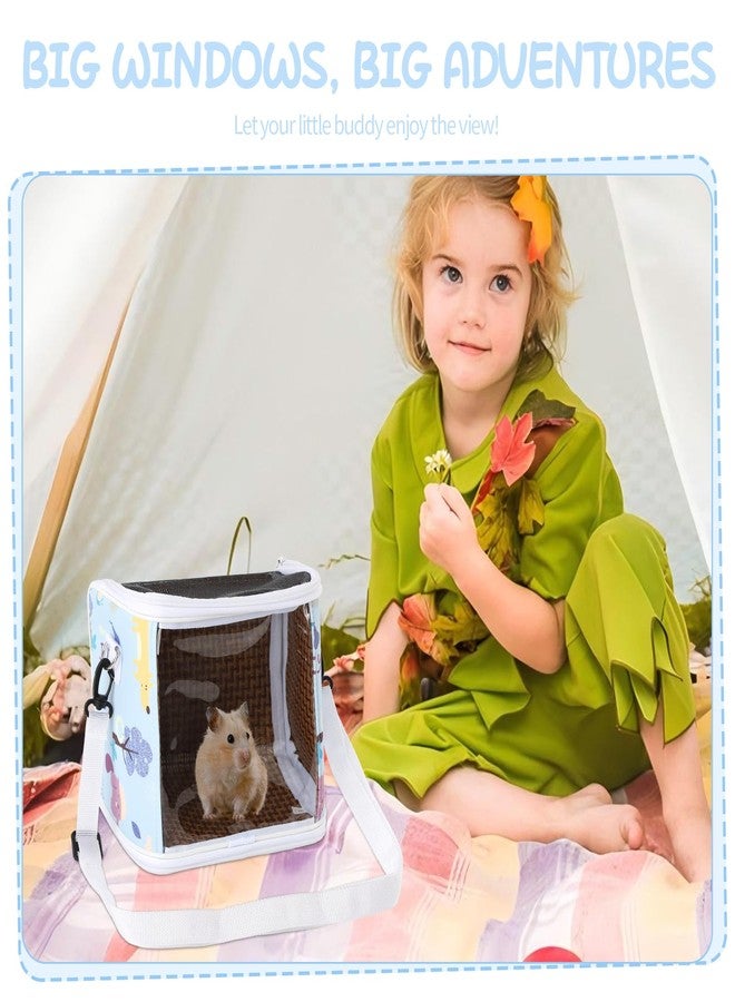 NOONEAU Guinea Pig Carrier Bag with Water Bottle，Travel Portable Small Animal Carrier Sling Pouch, Clear Window Carrier Backpack for Hamster Bunny Gerbil Hedgehog Sugar Glider Lizard Bird.(Blue) - Image 4